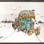 “Rondom Schiedam”Nieuwe inkt tekening met watercolors (metallic) 30x20cm