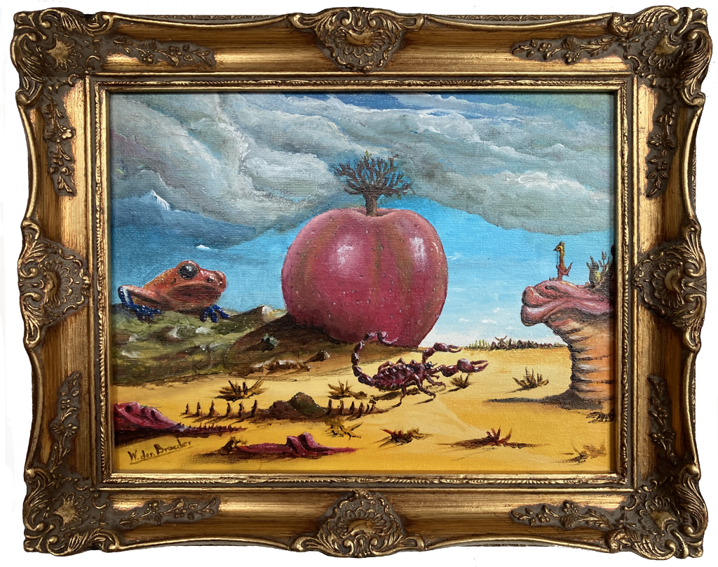 Apple - acryl on canvas 2023 #surrealisme #noai